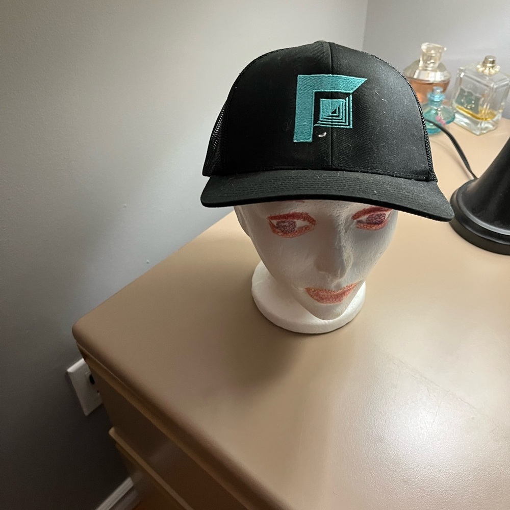 Black Mesh Cap with Teal Logo